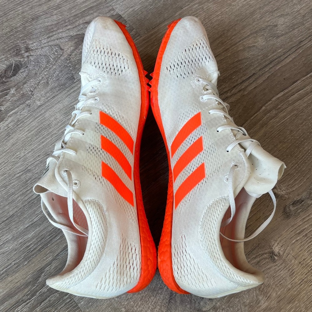 Adidas Adizero Avanti Track Spikes White Orange Mens 13 UK 12.5 FR 48 - Picture 3 of 8